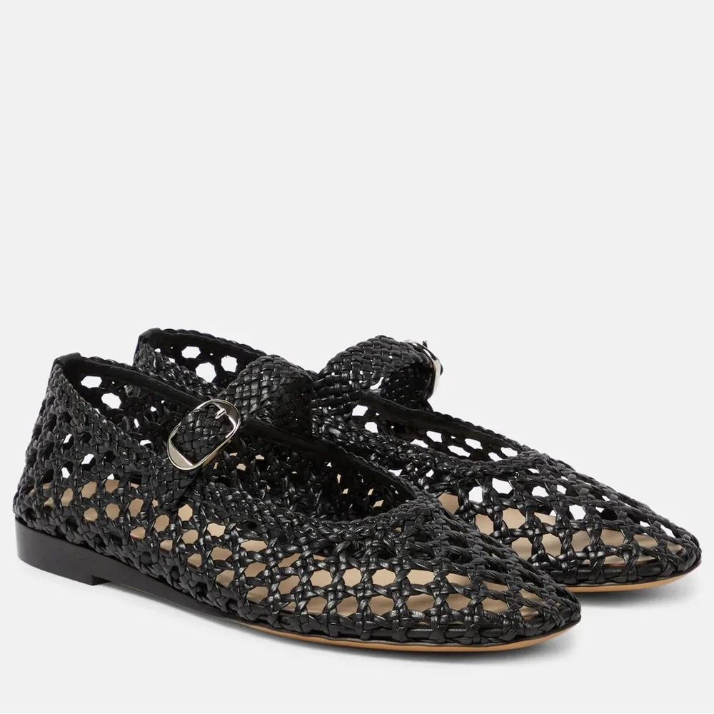 Le Monde Béryl Woven Leather Mary Jane Flats